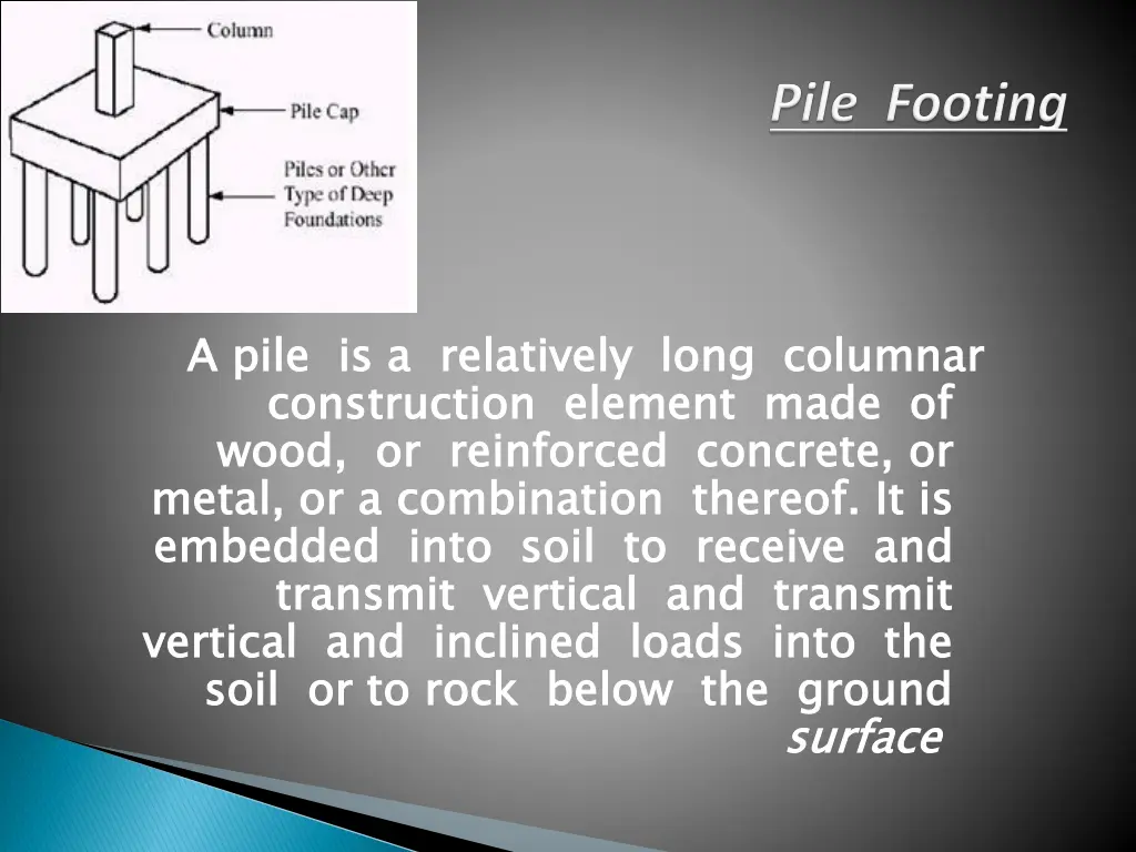 a pile is a relatively long columnar construction
