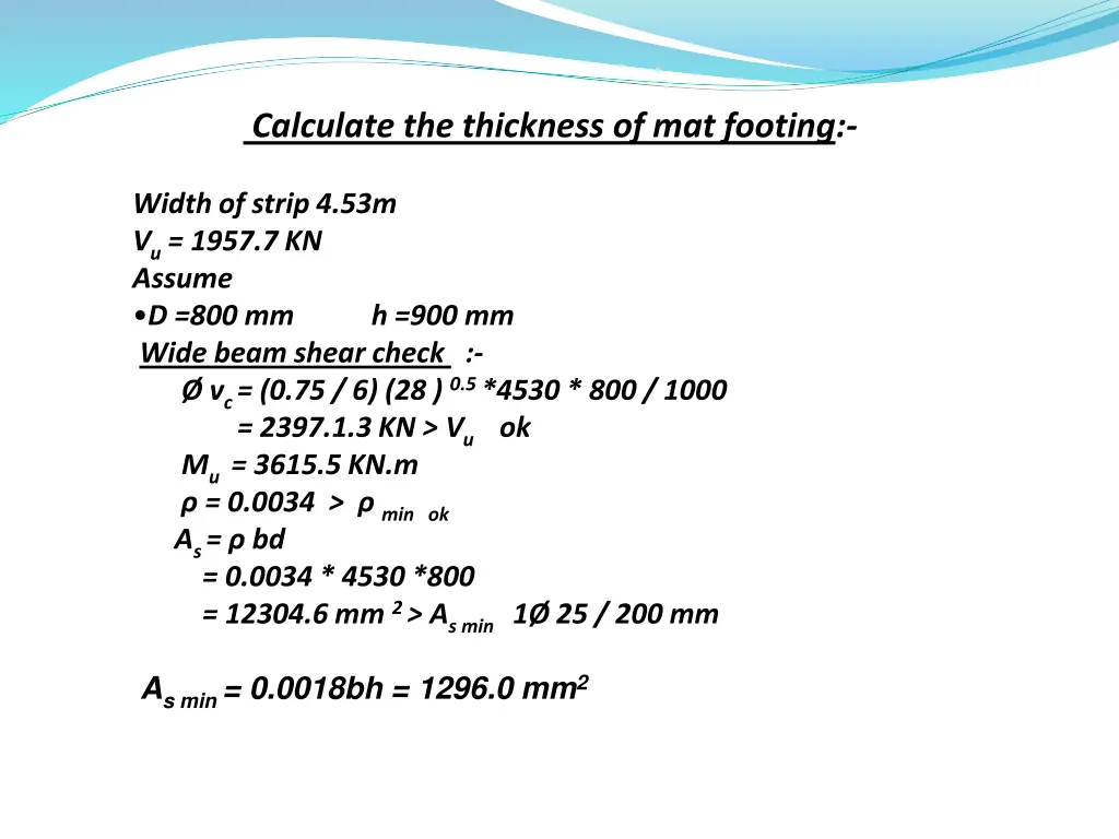 calculate the thickness of mat footing