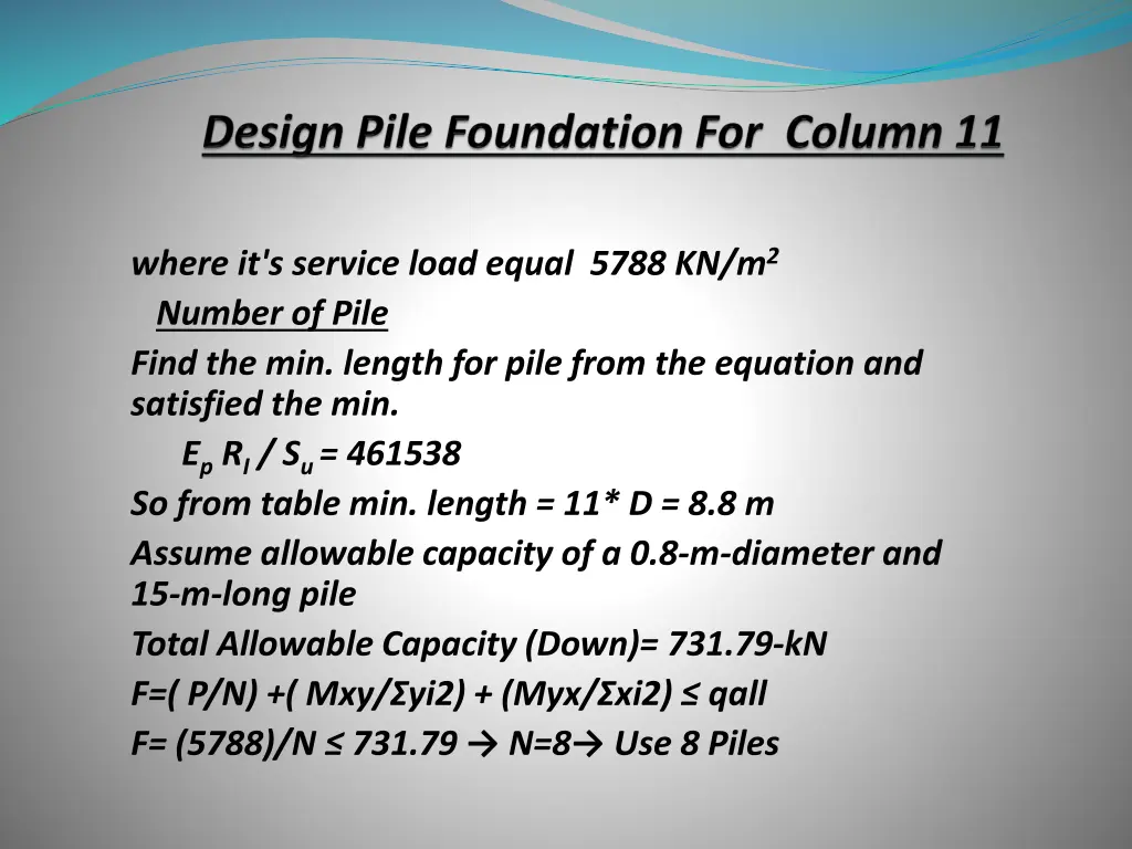where it s service load equal 5788 kn m 2 number