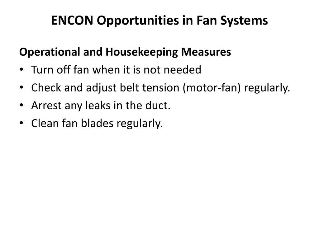 encon opportunities in fan systems