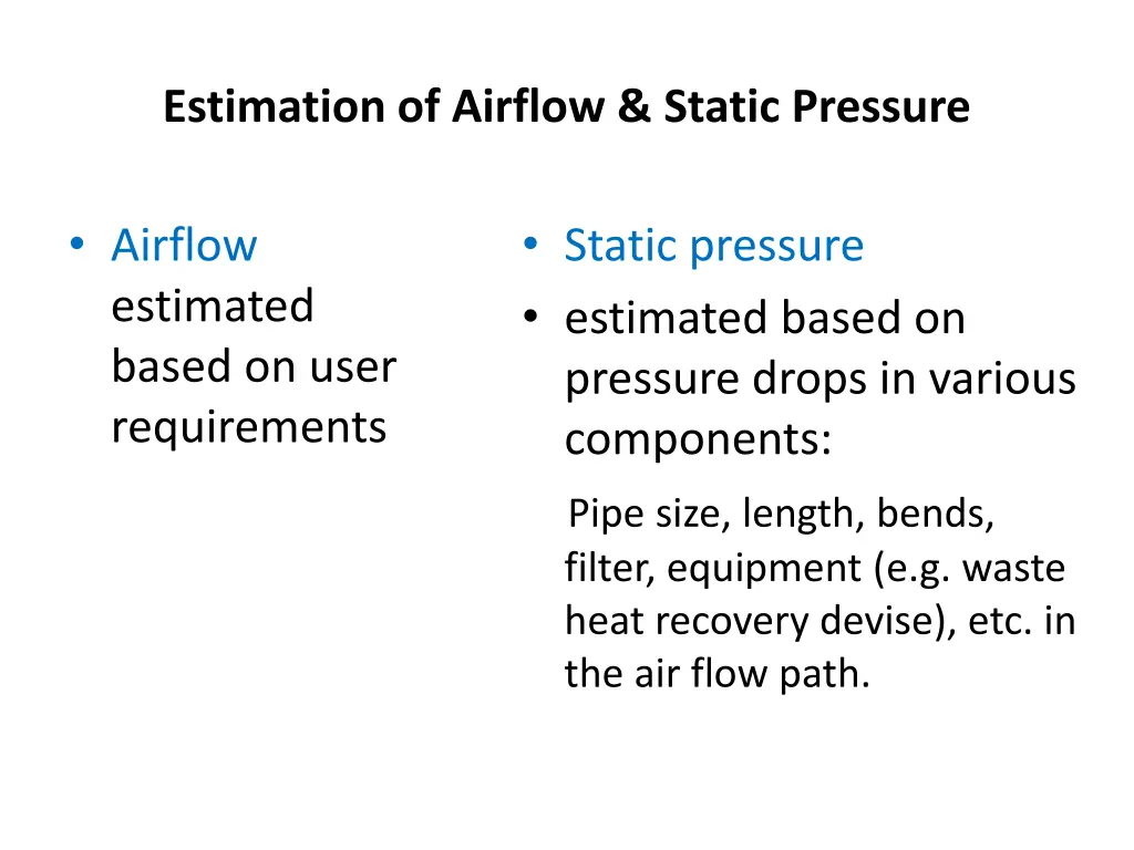 estimation of airflow static pressure