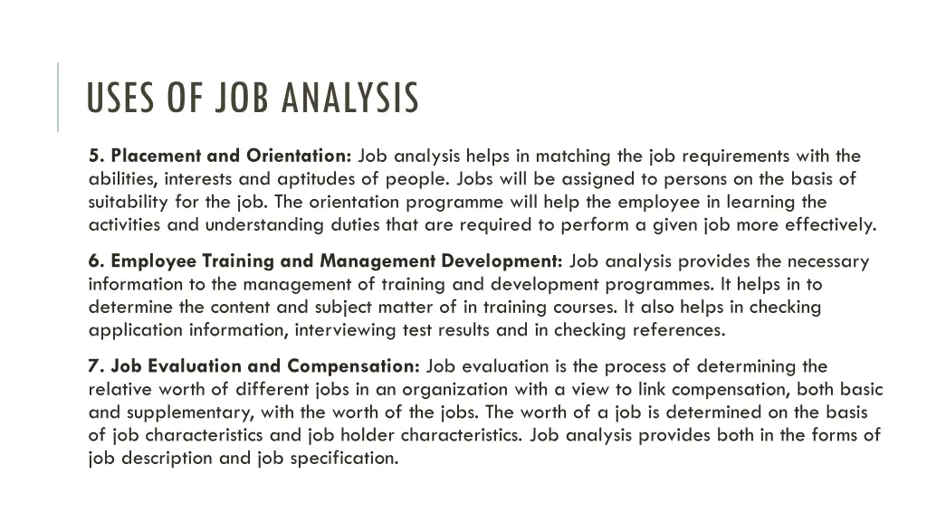 uses of job analysis 1