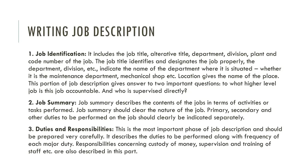 writing job description