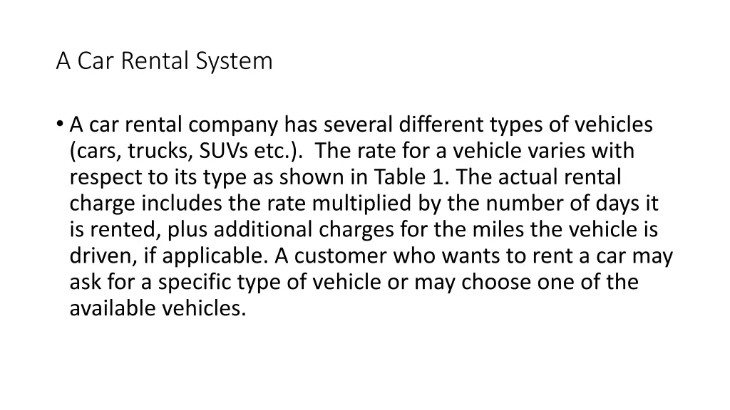 a car rental system