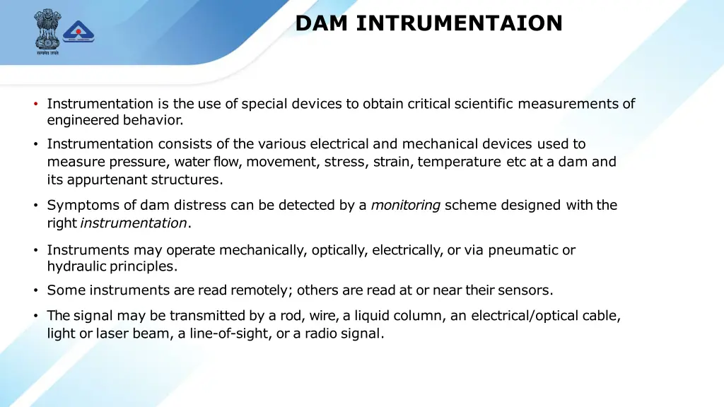 dam intrumentaion