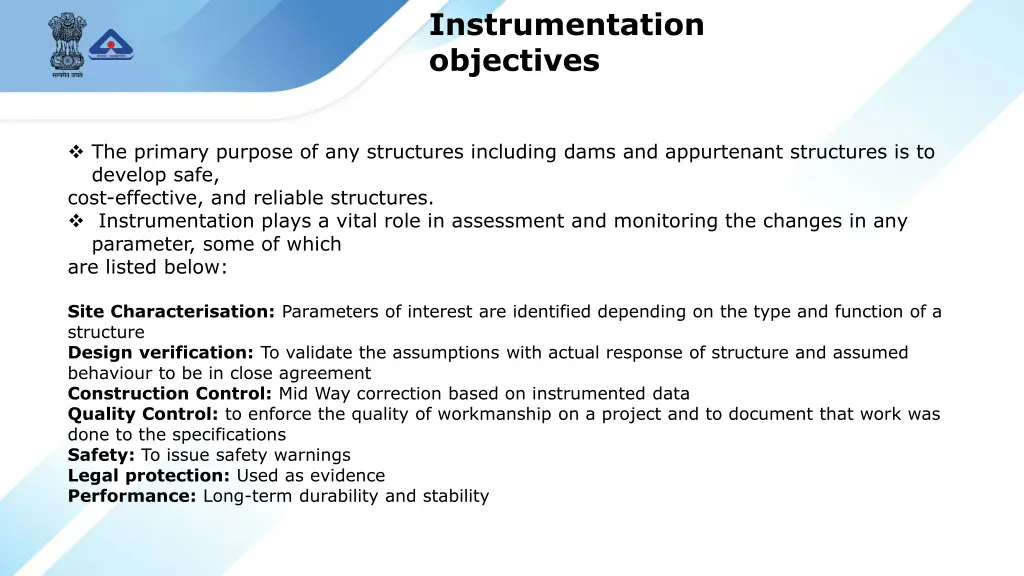 instrumentation objectives