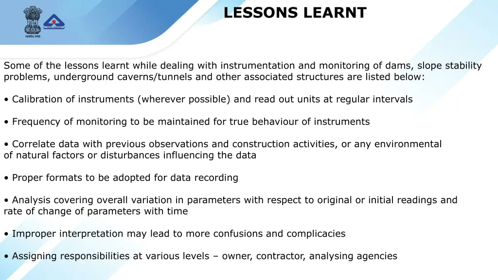 lessons learnt 1