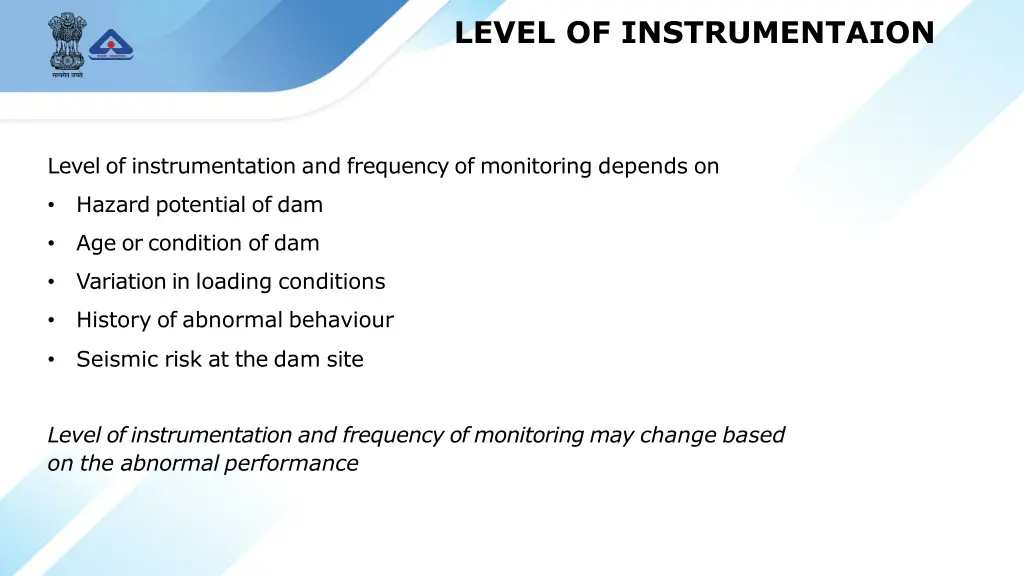 level of instrumentaion