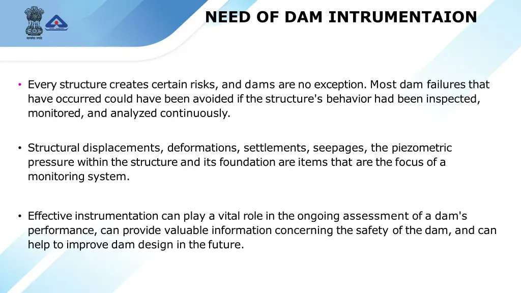 need of dam intrumentaion