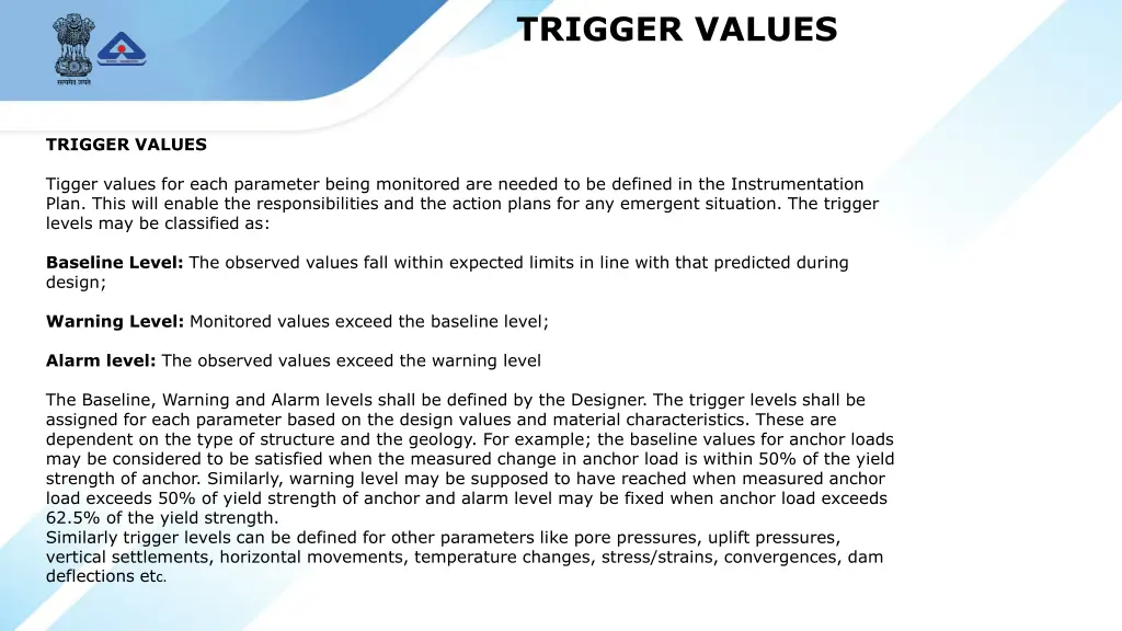 trigger values