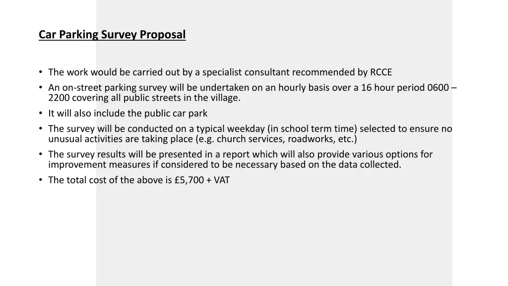 car parking survey proposal 1