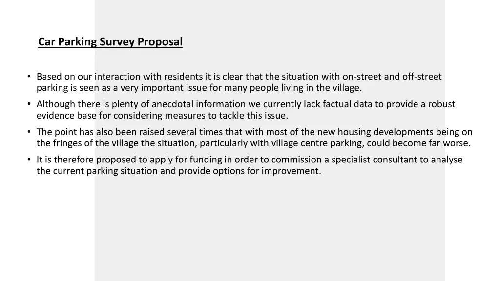 car parking survey proposal