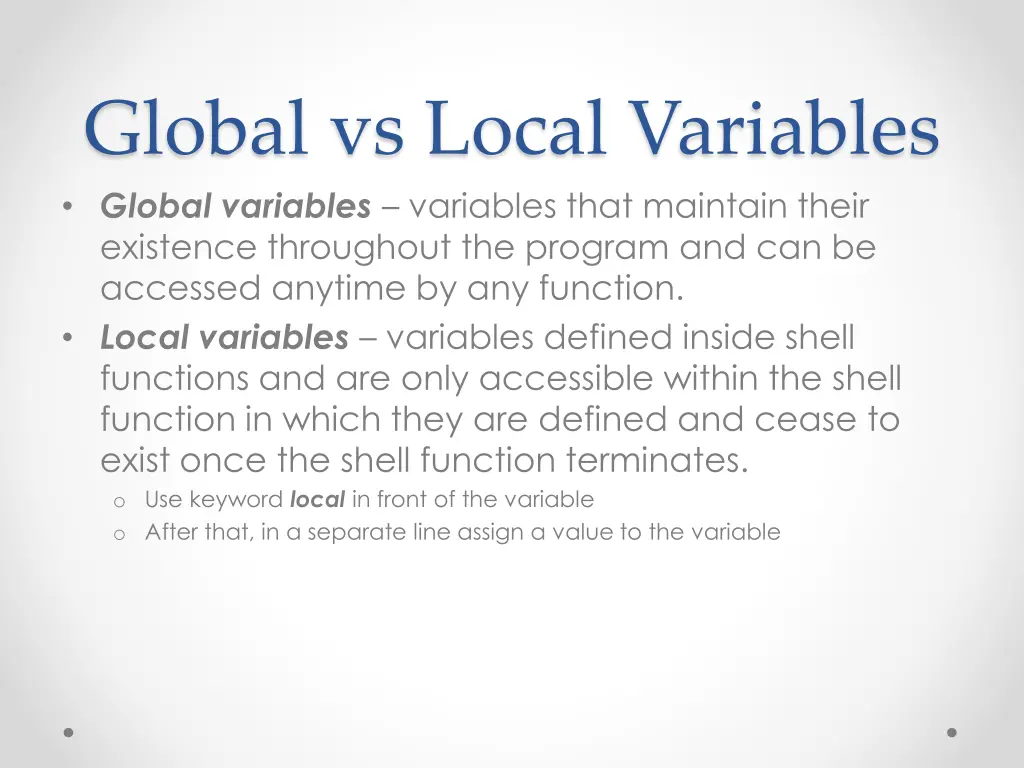 global vs local variables global variables