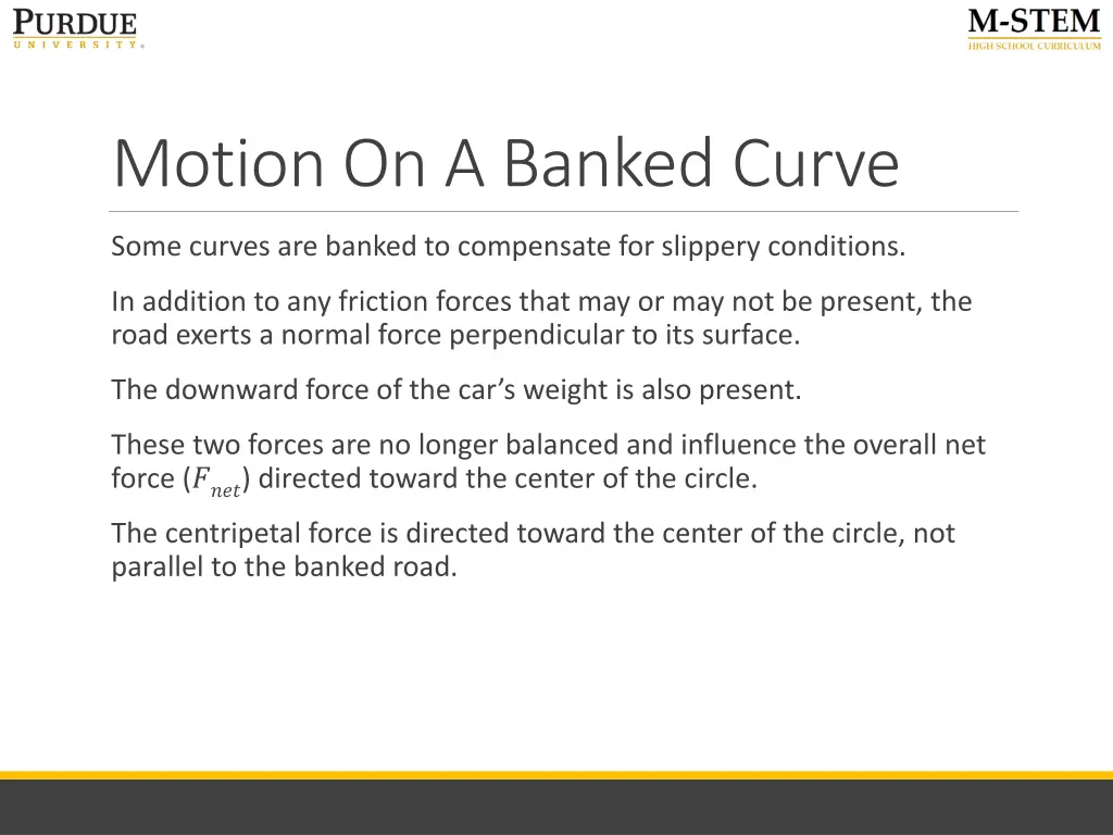 motion on a banked curve