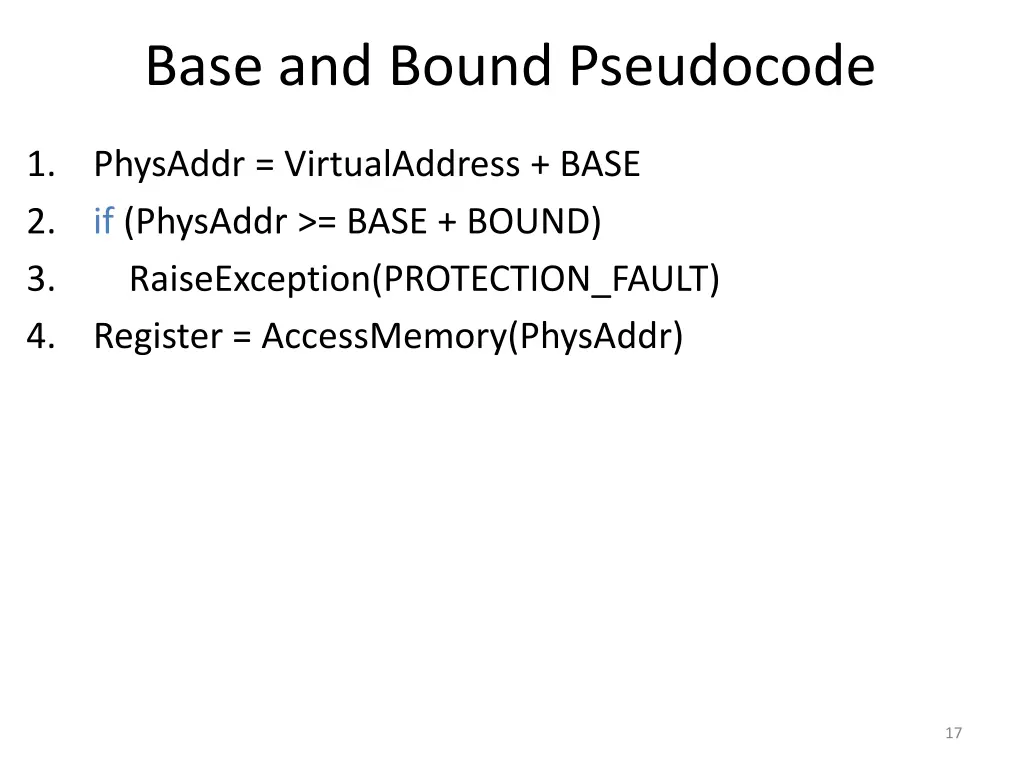 base and bound pseudocode