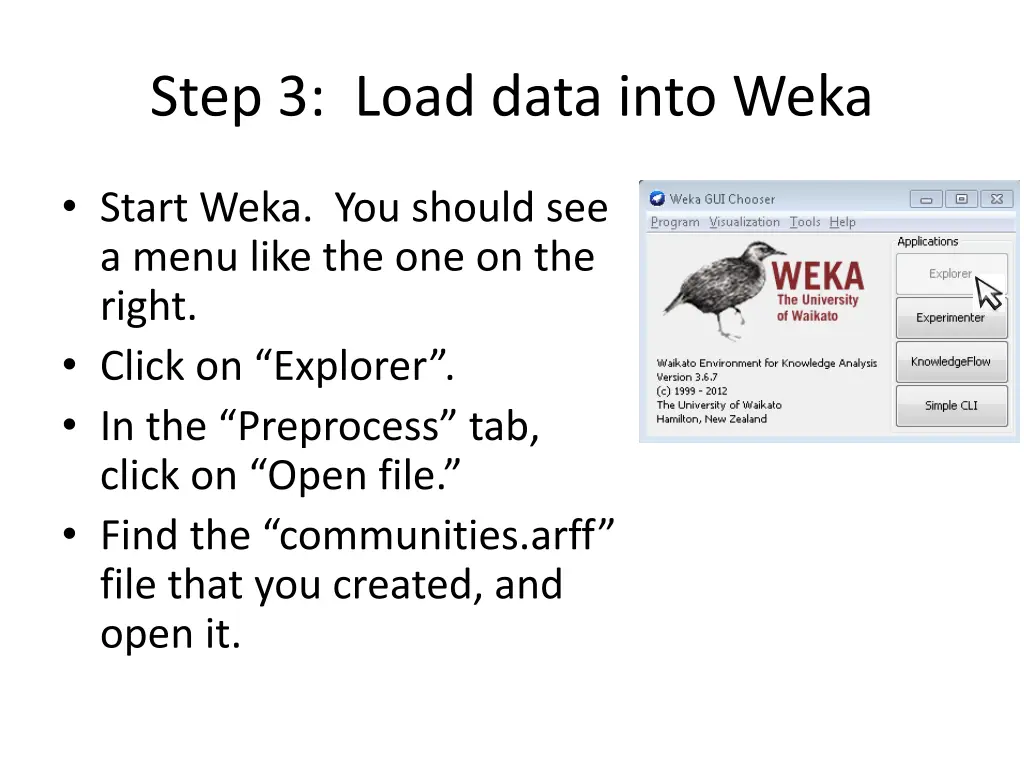 step 3 load data into weka