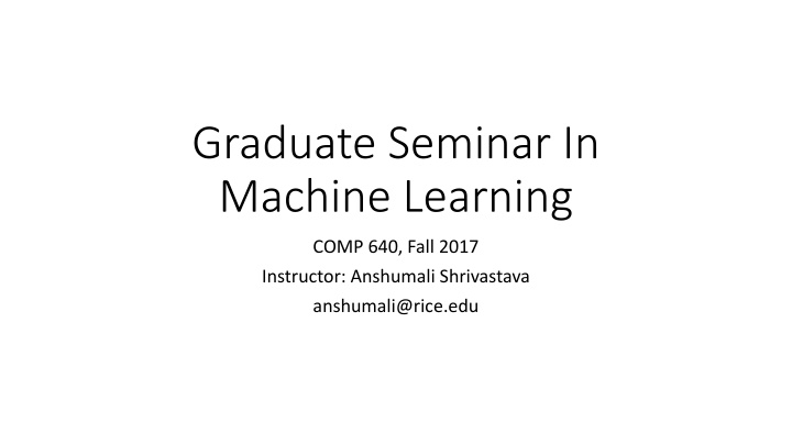 graduate seminar in machine learning