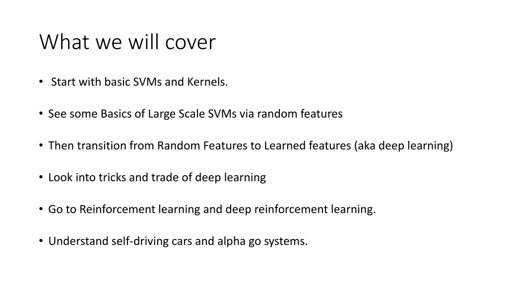 what we will cover