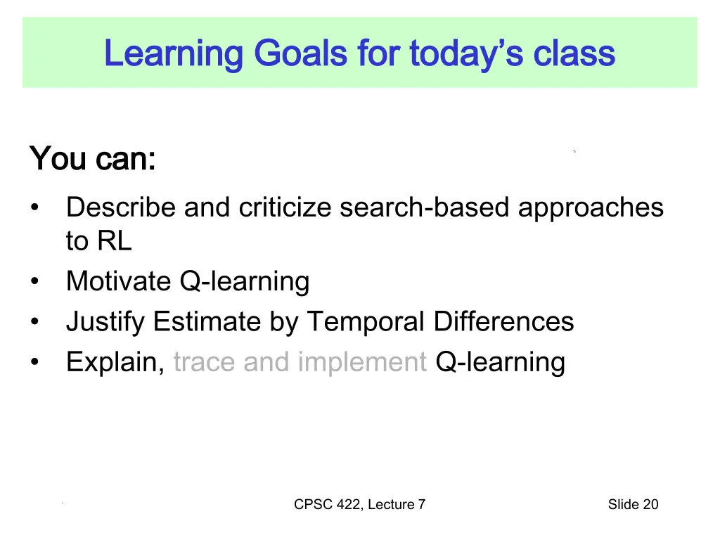 learning goals for today s class learning goals
