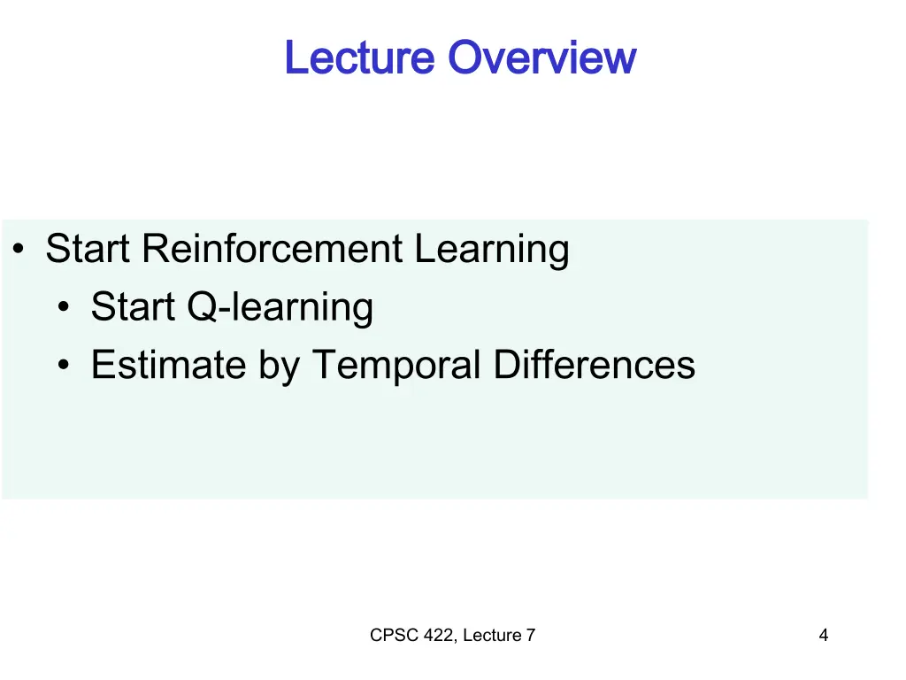 lecture overview lecture overview
