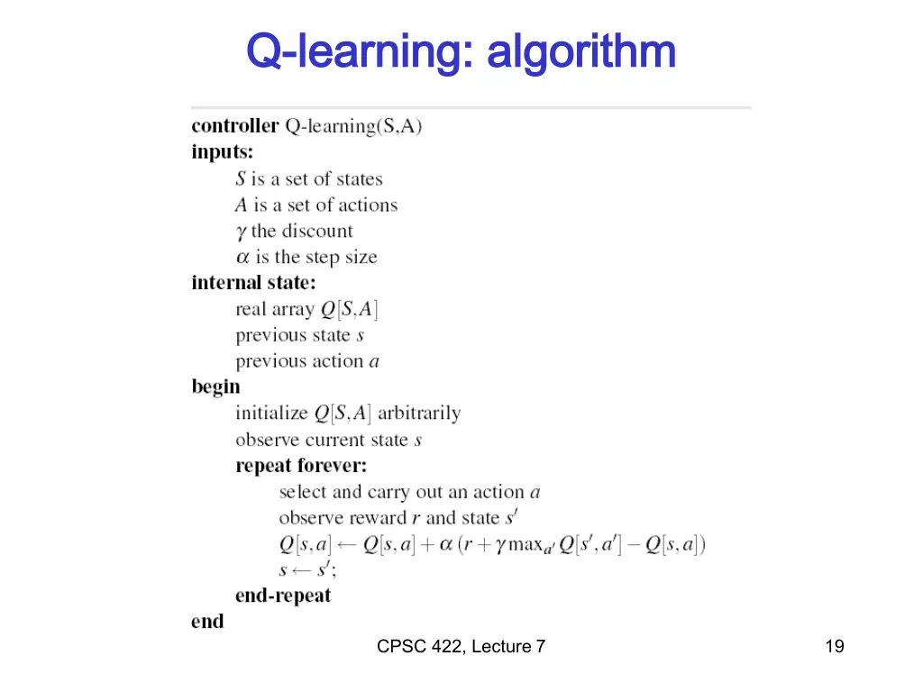 q q learning algorithm learning algorithm