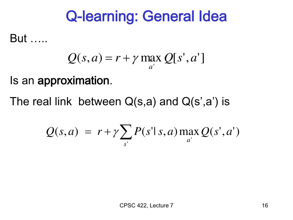 q q learning general idea learning general idea 1