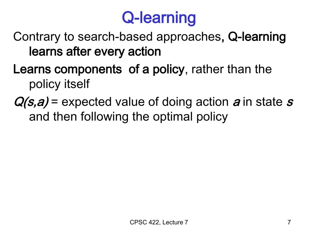 q q learning learning
