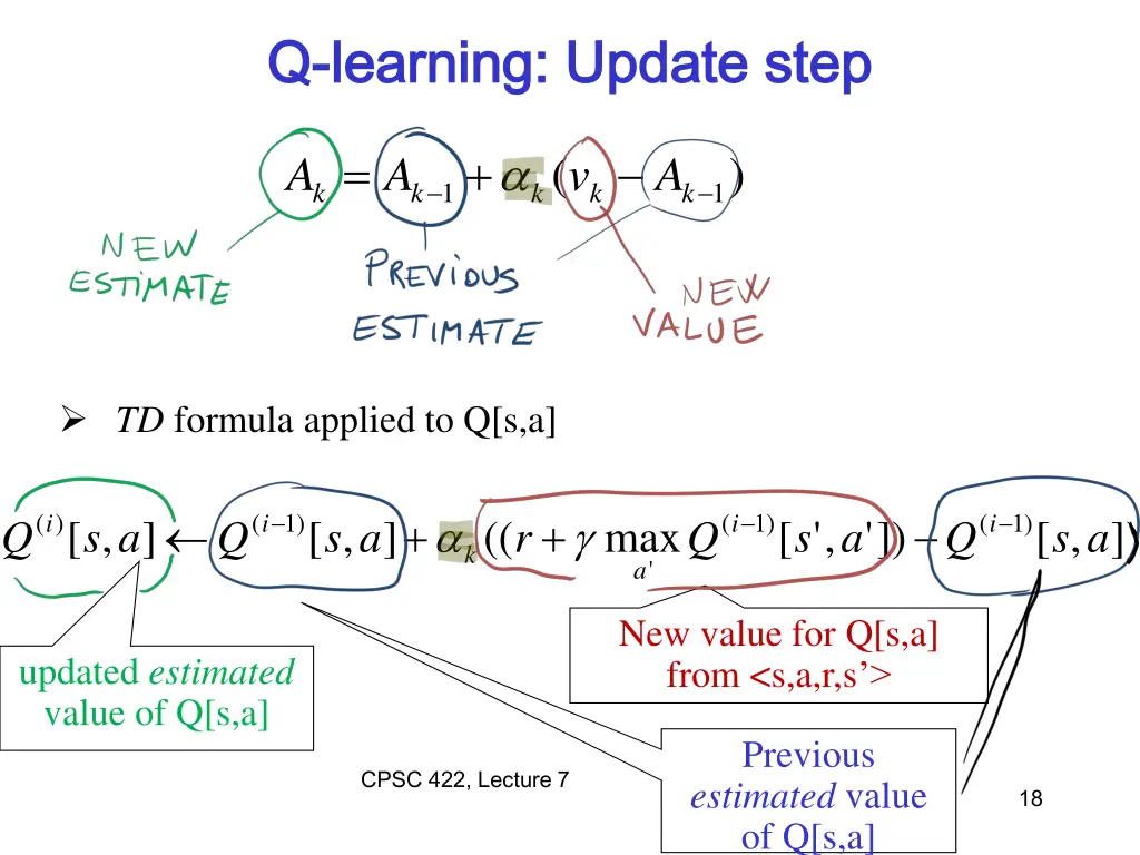 q q learning update step learning update step