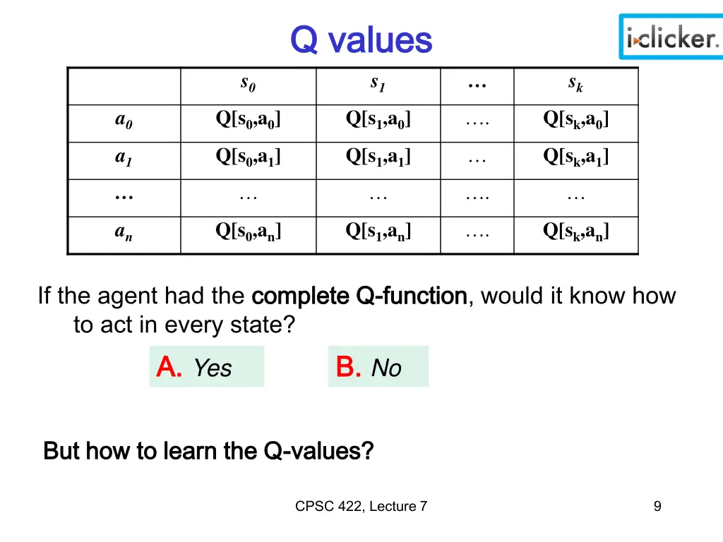 q values q values