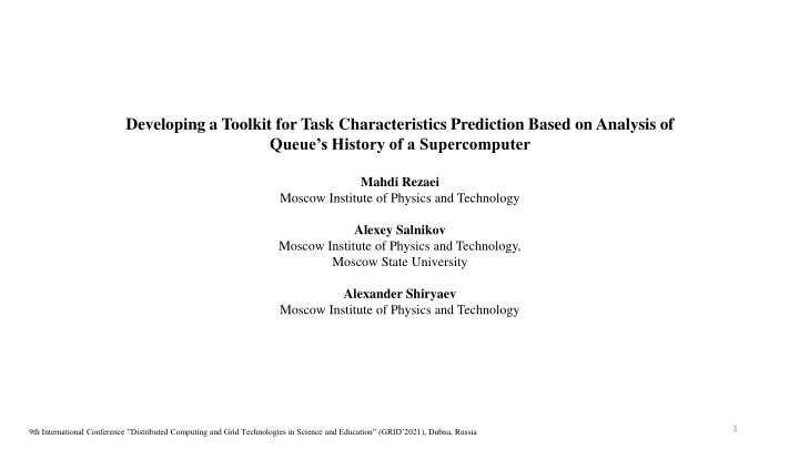 developing a toolkit for task characteristics