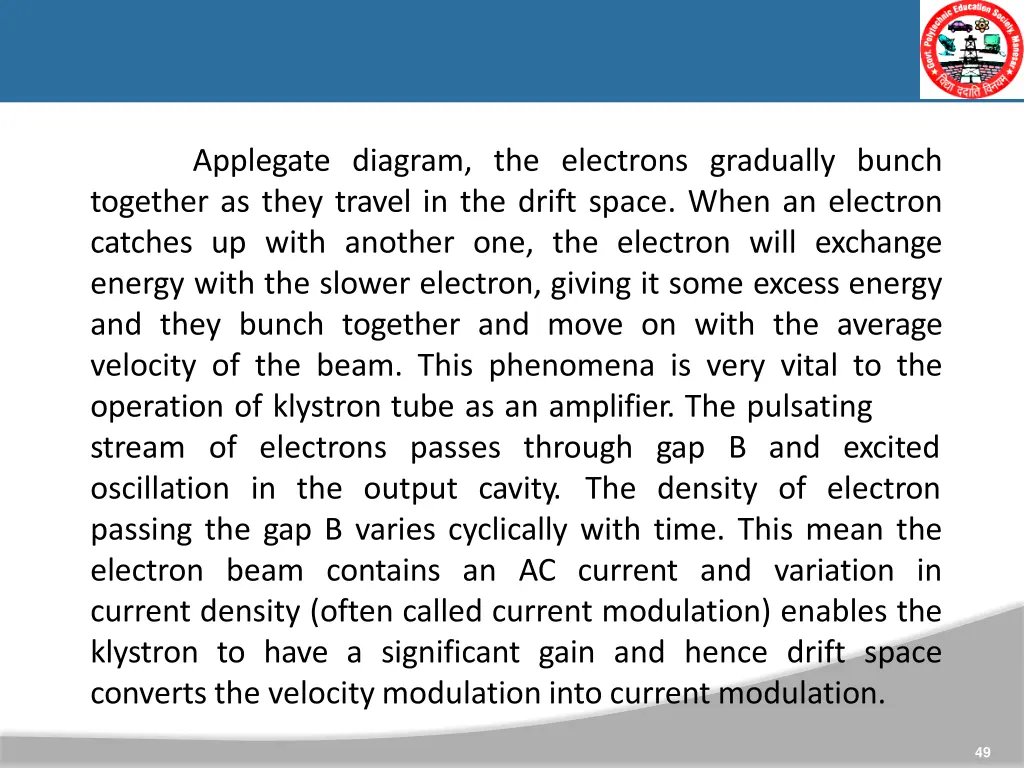 applegate diagram the electrons gradually bunch