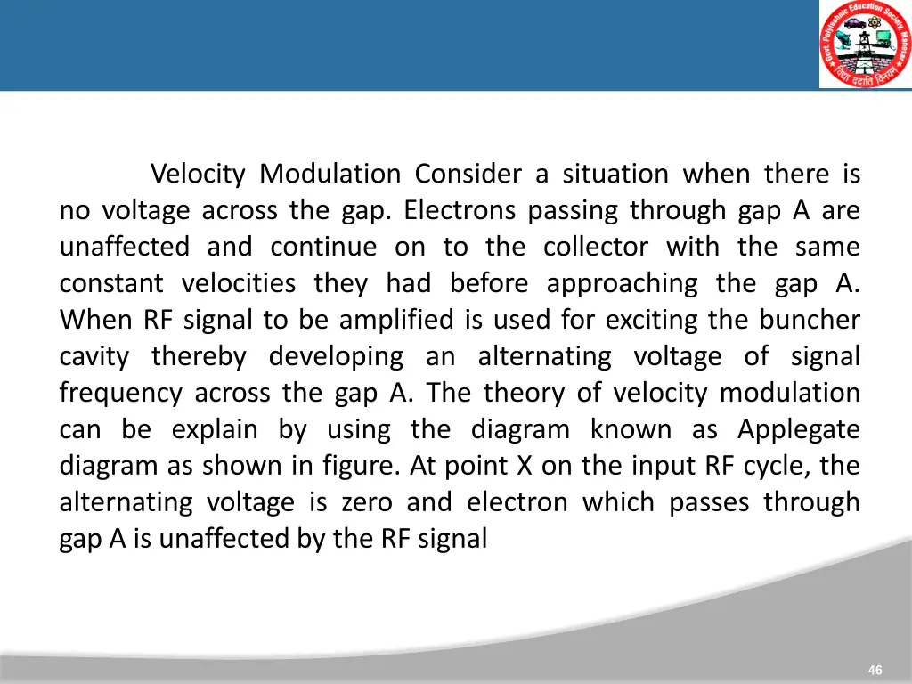 velocity modulation consider a situation when