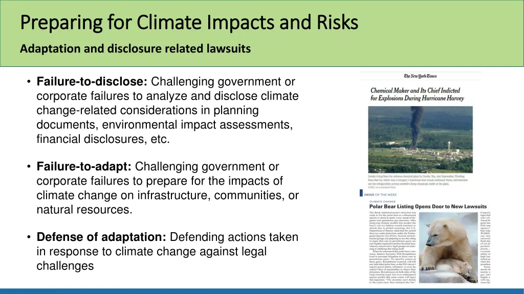 preparing for climate impacts and risks preparing