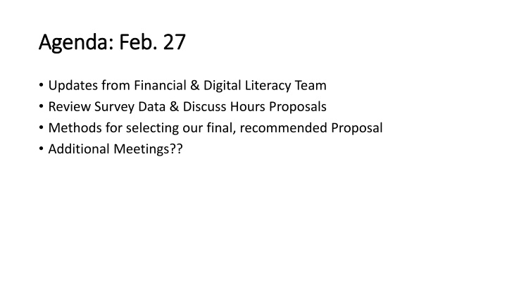 agenda feb 27 agenda feb 27