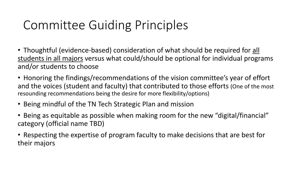 committee guiding principles