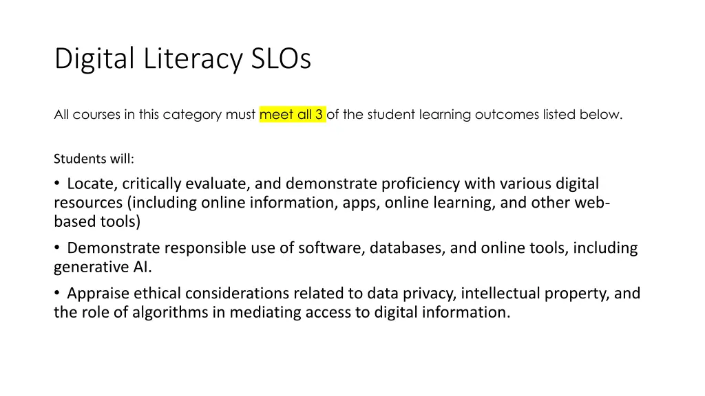 digital literacy slos