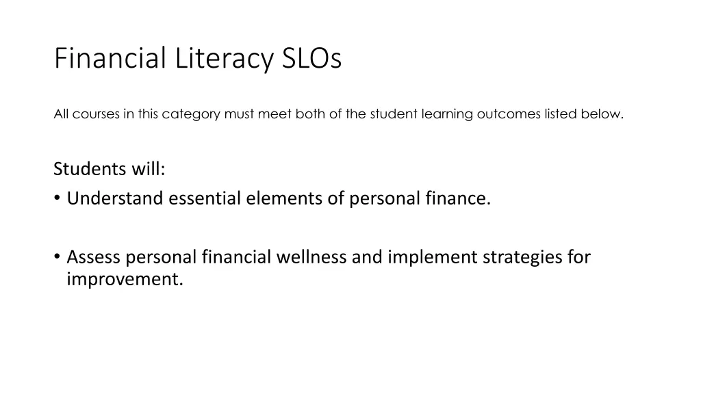 financial literacy slos
