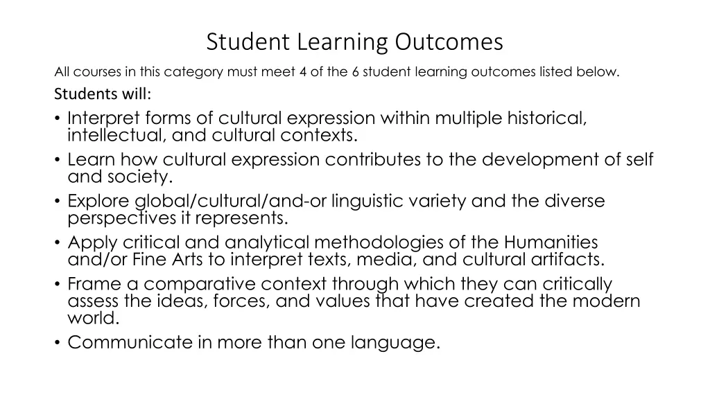 student learning outcomes 1