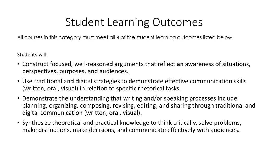 student learning outcomes 4