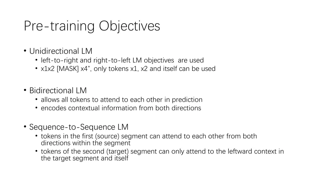 pre training objectives