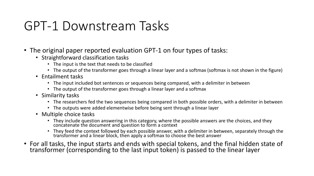 gpt 1 downstream tasks