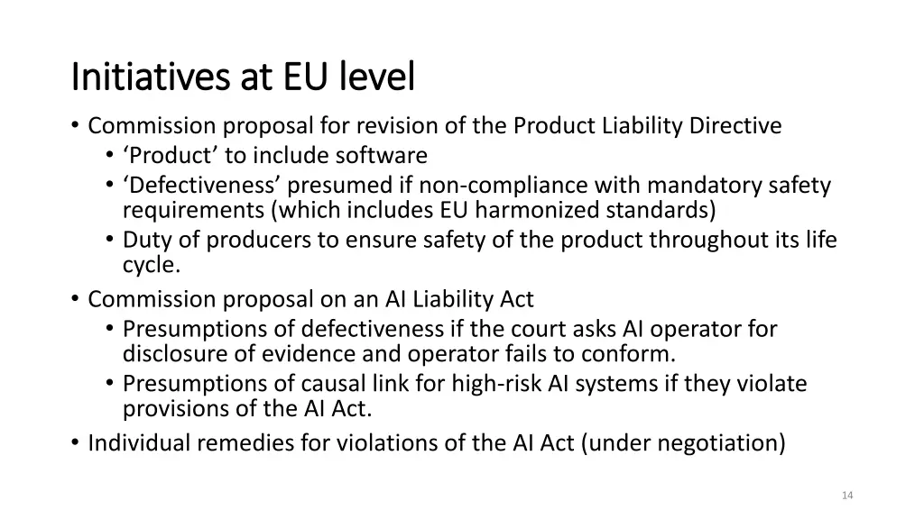 initiatives at eu level initiatives at eu level