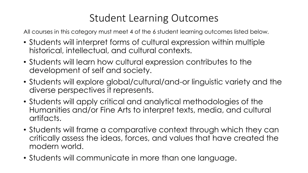 student learning outcomes 1