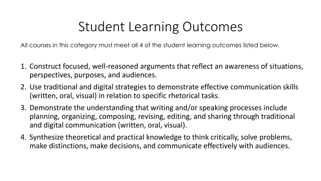 student learning outcomes 4