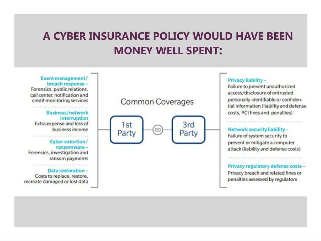 a cyber insurance policy would have been money