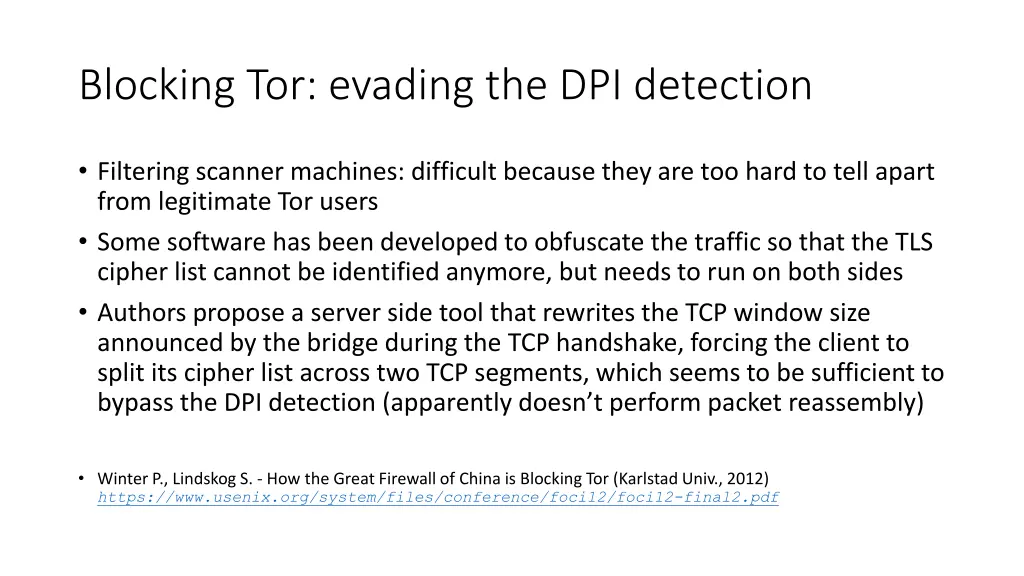 blocking tor evading the dpi detection