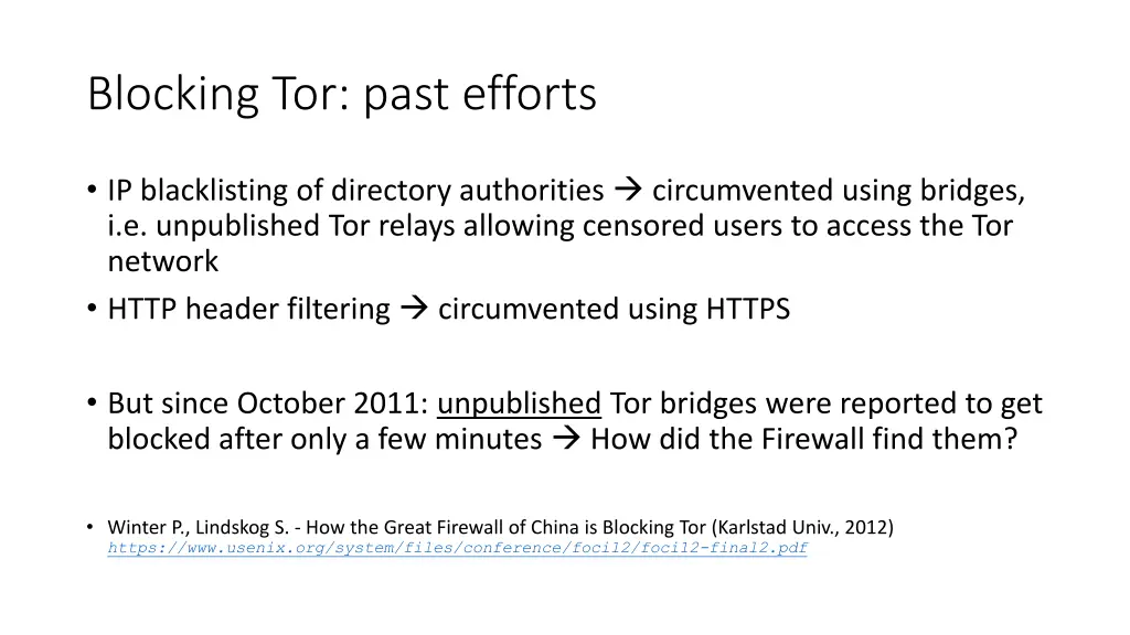 blocking tor past efforts