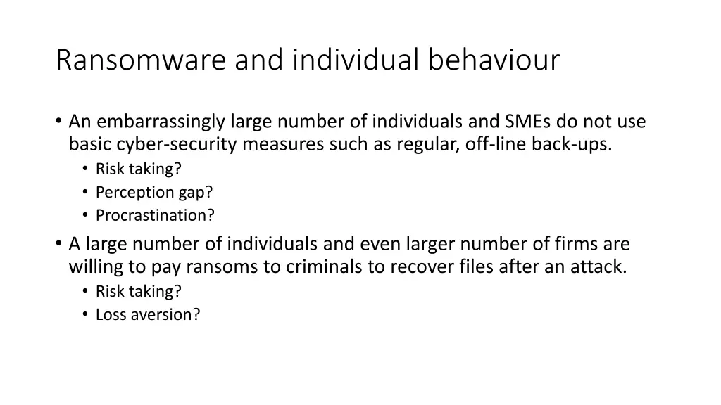 ransomware and individual behaviour