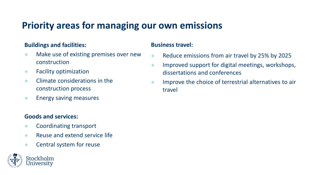 priority areas for managing our own emissions