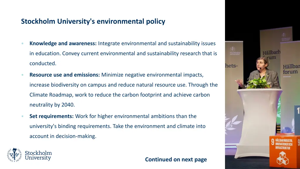 stockholm university s environmental policy